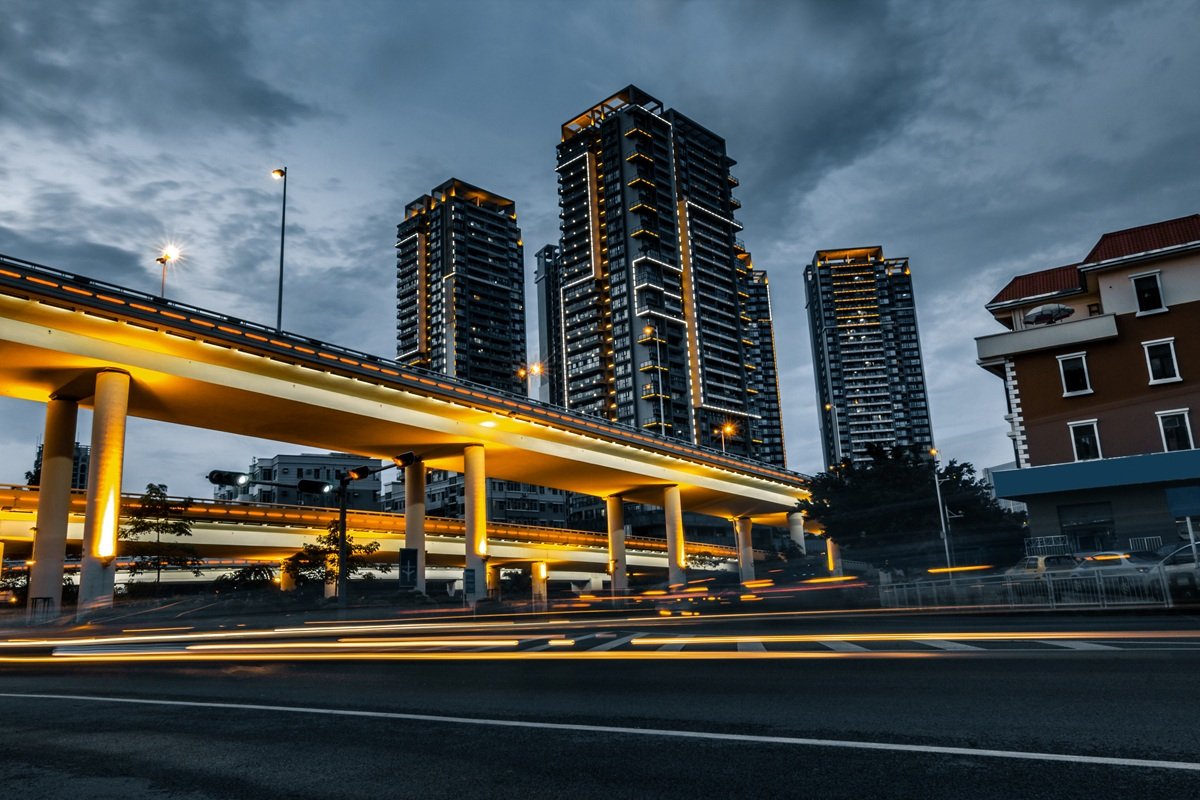 Traffic on an overpass in Shenzhen city
